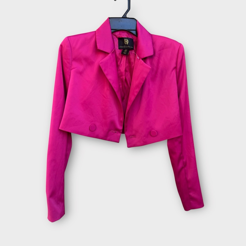House of Harlow 1960 Pink Satin Cropped Blazer, Size 2 - Picture 2 of 8